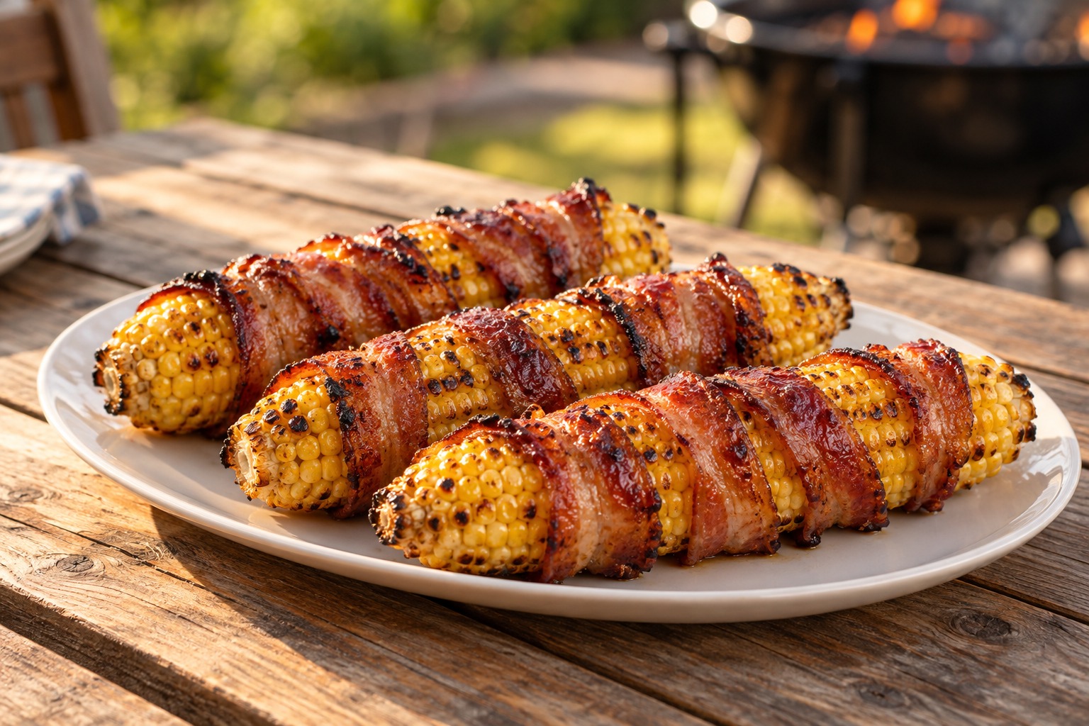 Bacon Wrapped Grilled Corn on the Cob