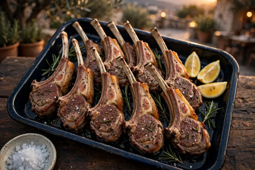 Costolette d'agnello scottadito, grilled lamb chops with rosemary and lemon.