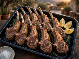 Costolette d'agnello scottadito, grilled lamb chops with rosemary and lemon.