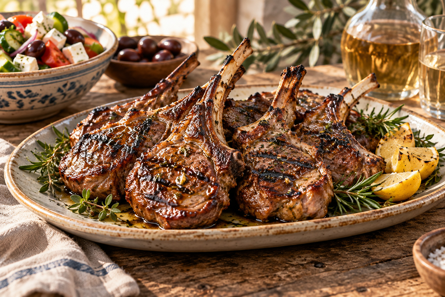Greek Grilled Lamb Chops in Wine and Honey Marinade