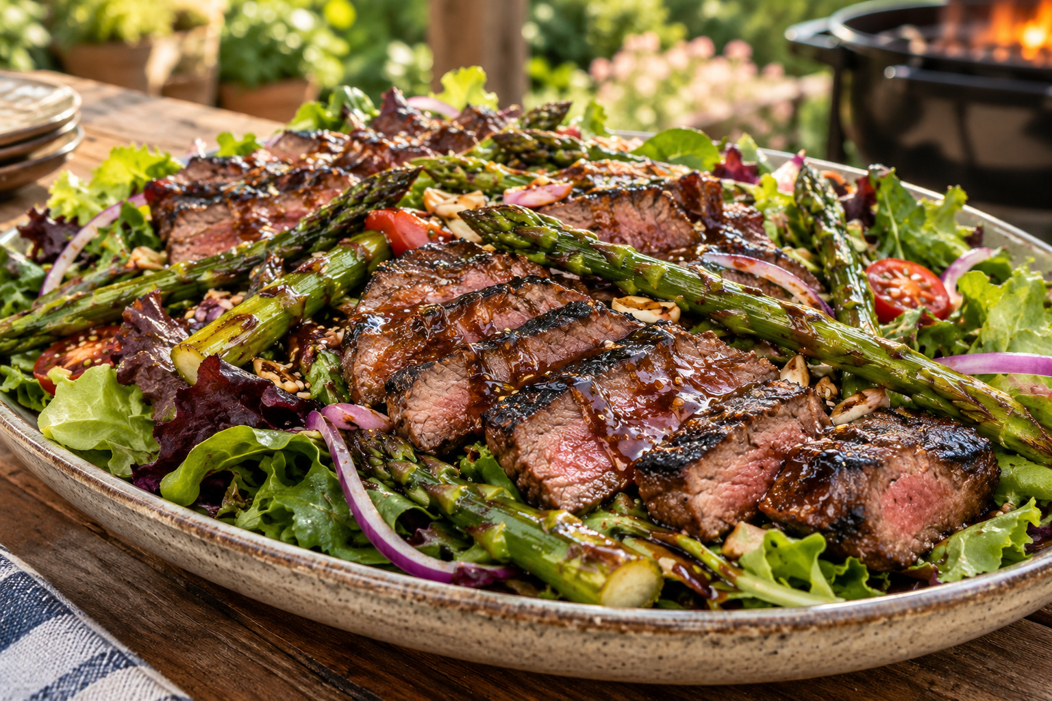 Grilled Asparagus and Steak Salad with Hoisin Vinaigrette