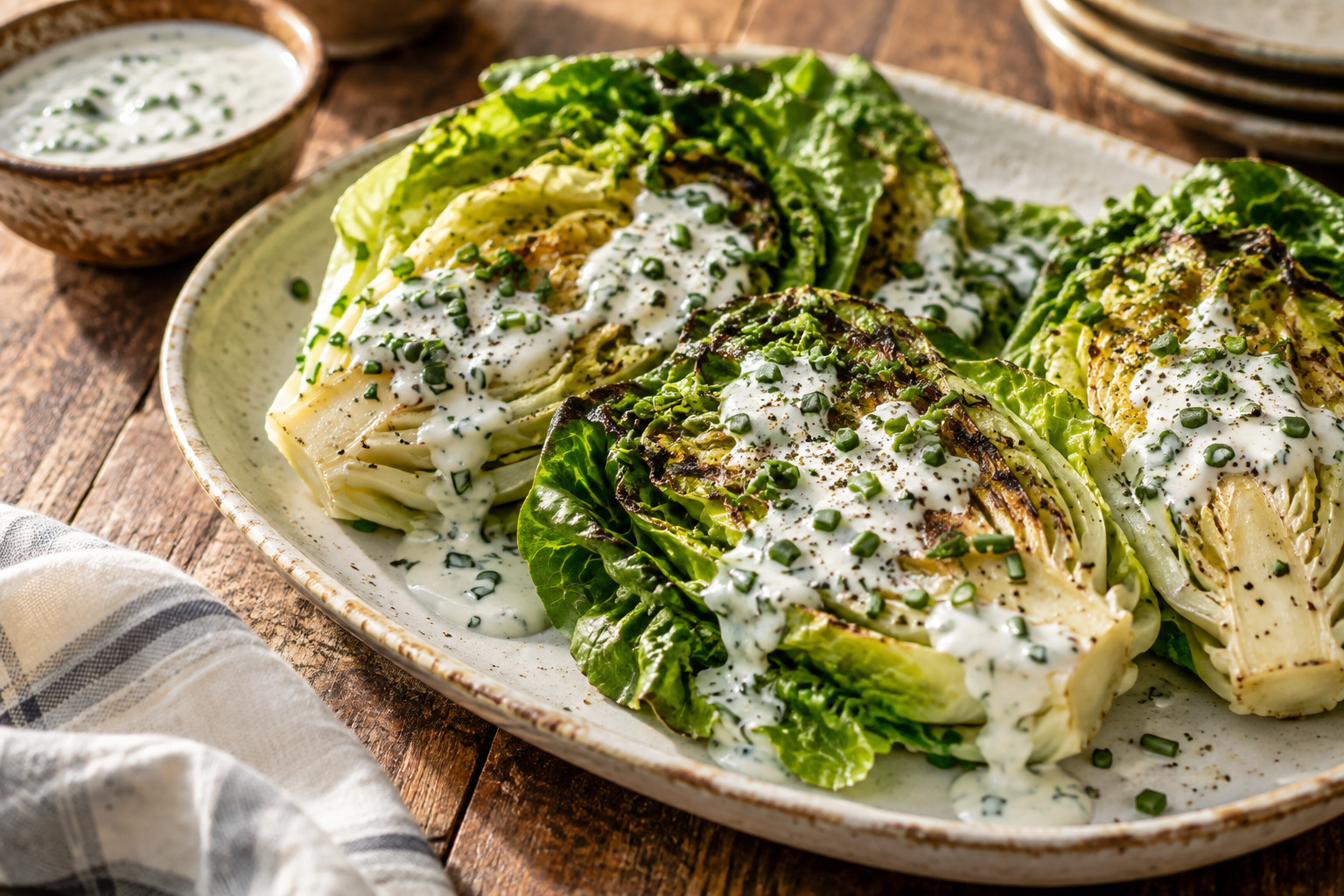 Grilled Butter Lettuce with Buttermilk-Chive Dressing