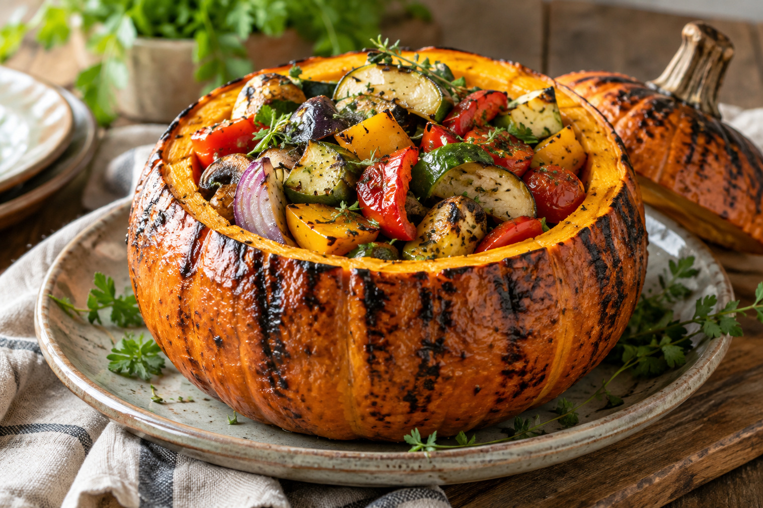Grilled Pumpkin Bowl with Veggies