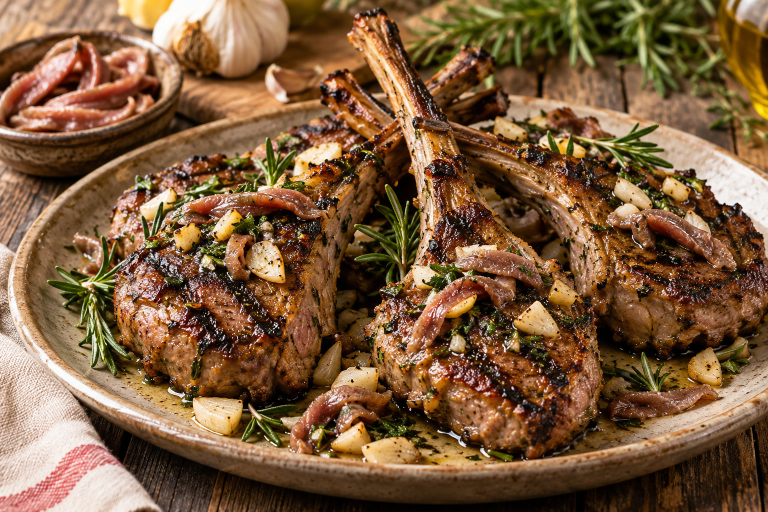 Lamb Chops with Anchovies and Garlic