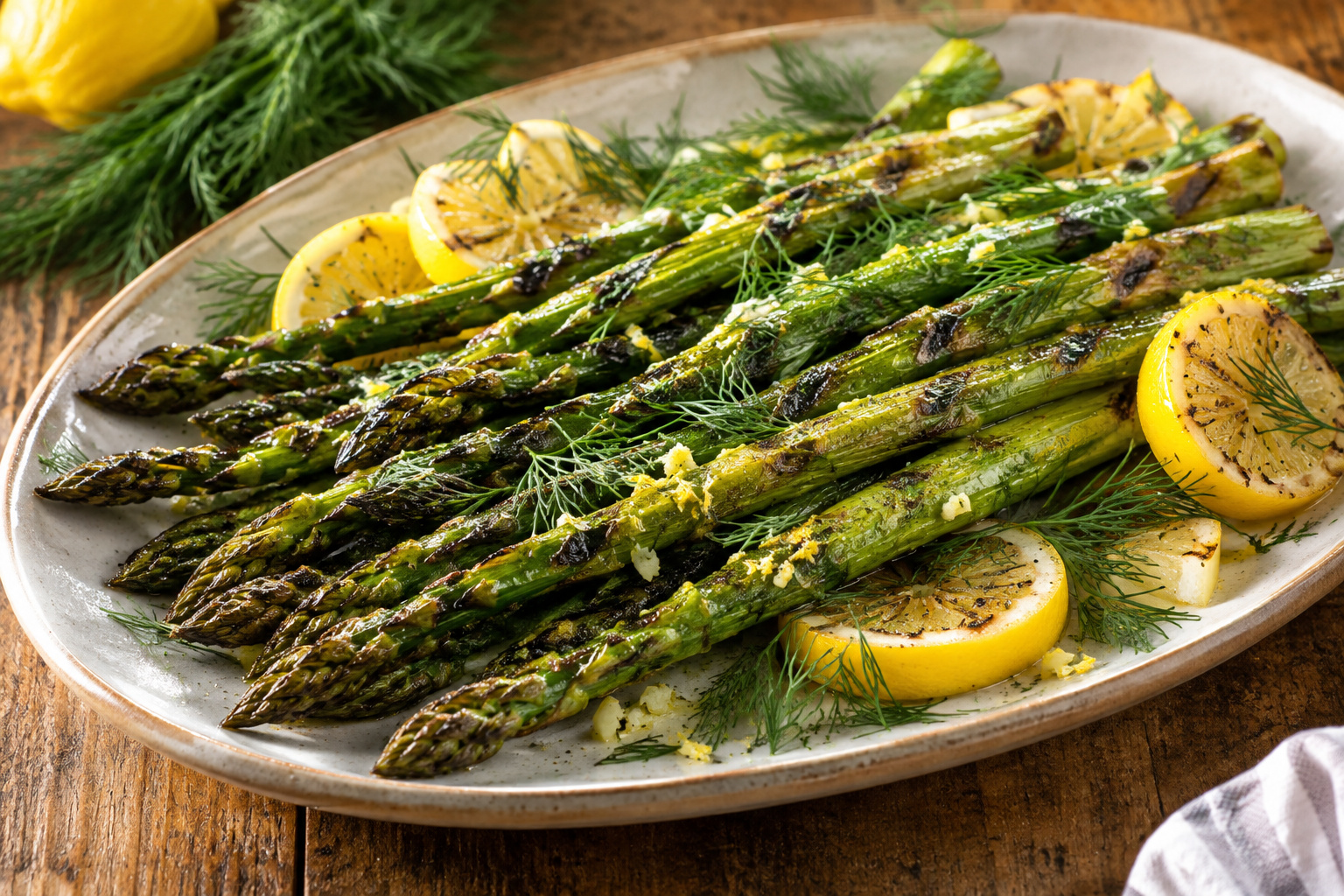 Lemony Dill Marinated Grilled Asparagus
