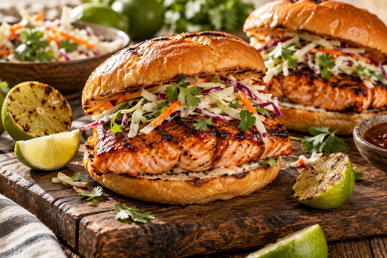 Lime Barbecue Salmon Sandwiches