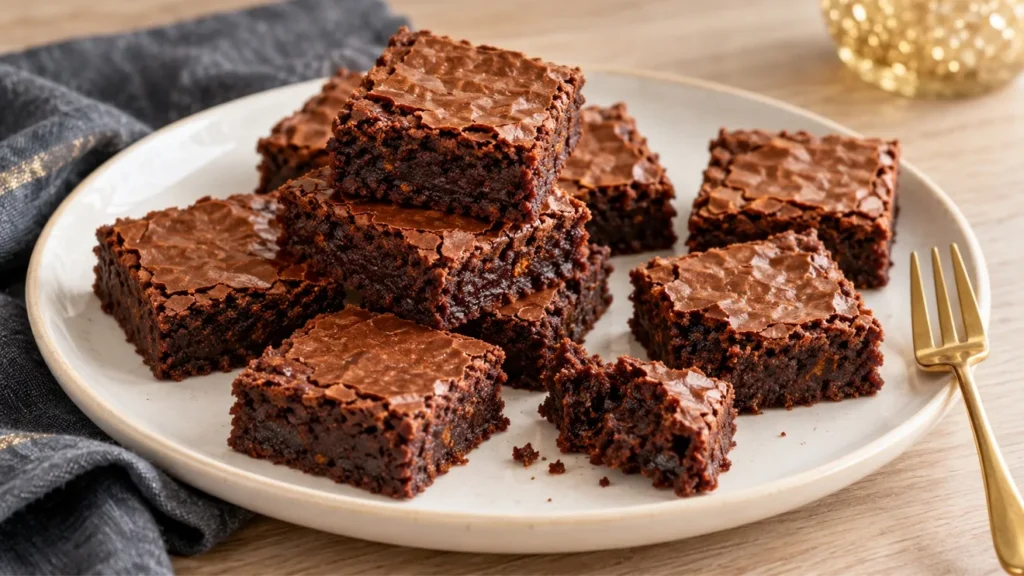 Chocolate-orange brownie bites with set edges and soft chocolate centers.