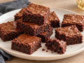 Chocolate-orange brownie bites with set edges and soft chocolate centers.