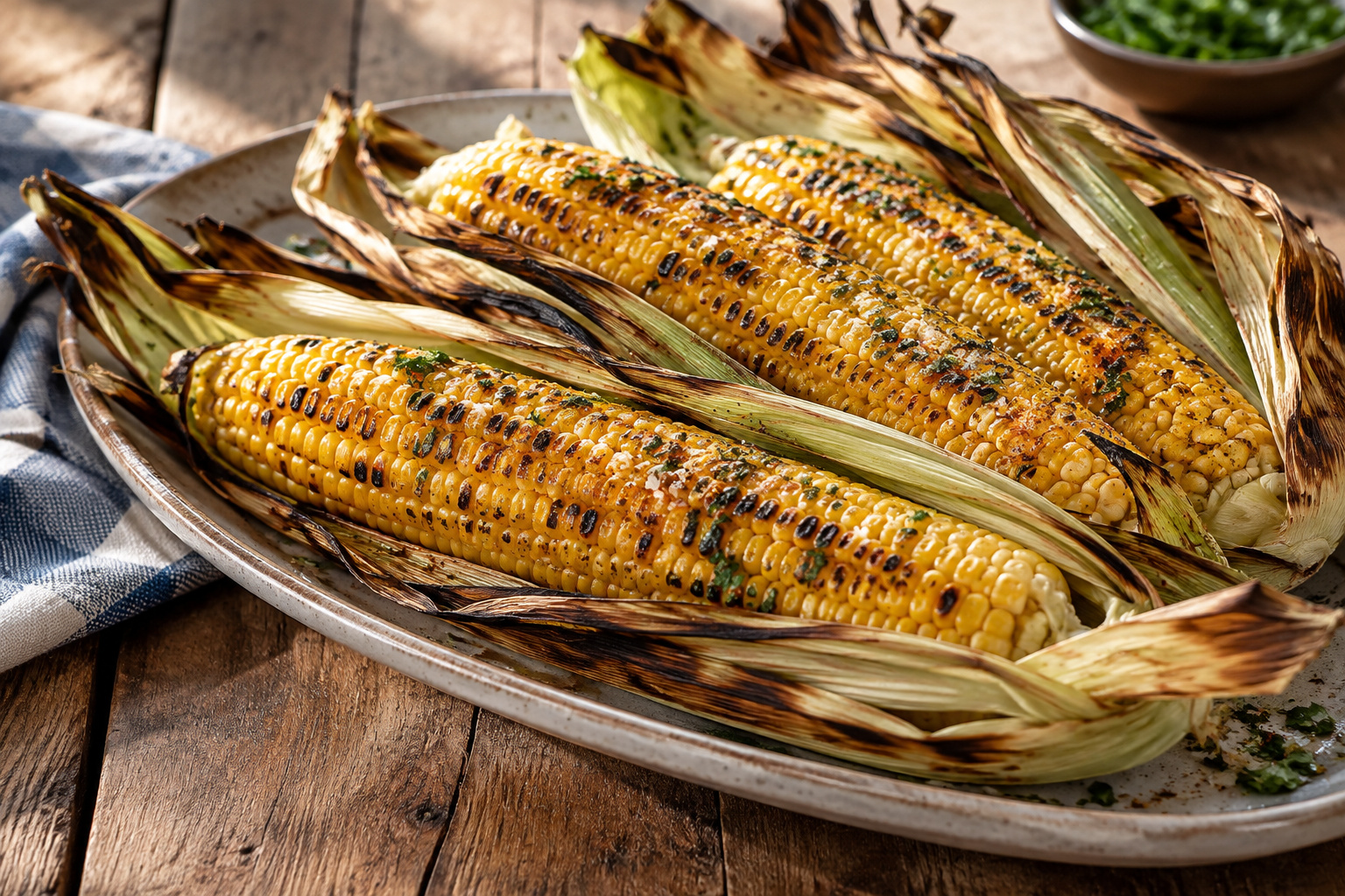 Seasoned Grilled Corn in Husks
