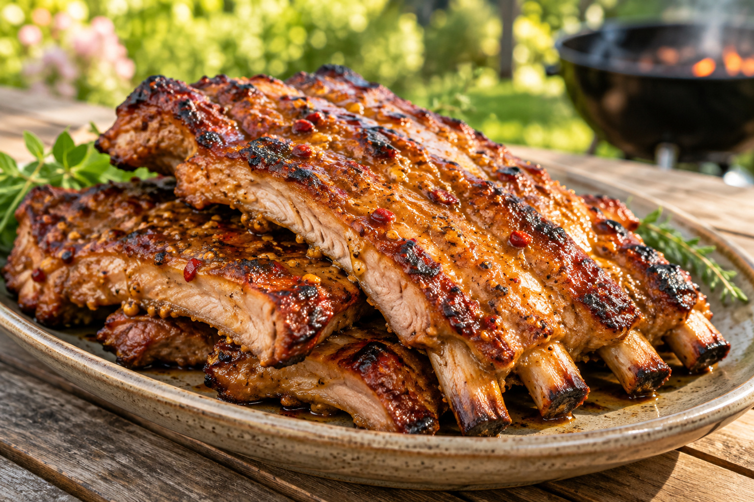 Spicy Honey Mustard Glazed Pork Ribs